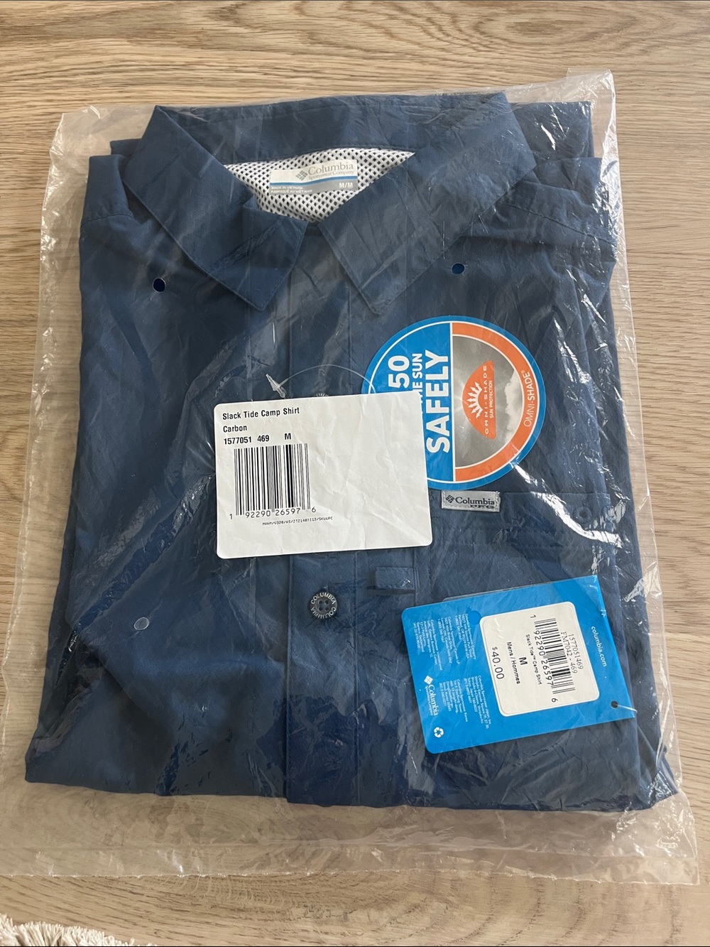 Columbia Navy Blue Short-Sleeve UPF Button Shirt